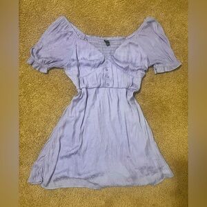 Purple Floral Baby Doll Dress | Faux Satin Dress